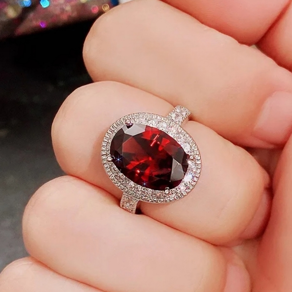 Red gem bridal ring